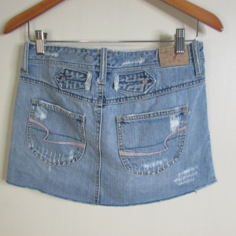 American Eagle Mini Skirt 6 Distressed Denim - Picture 9 of 13